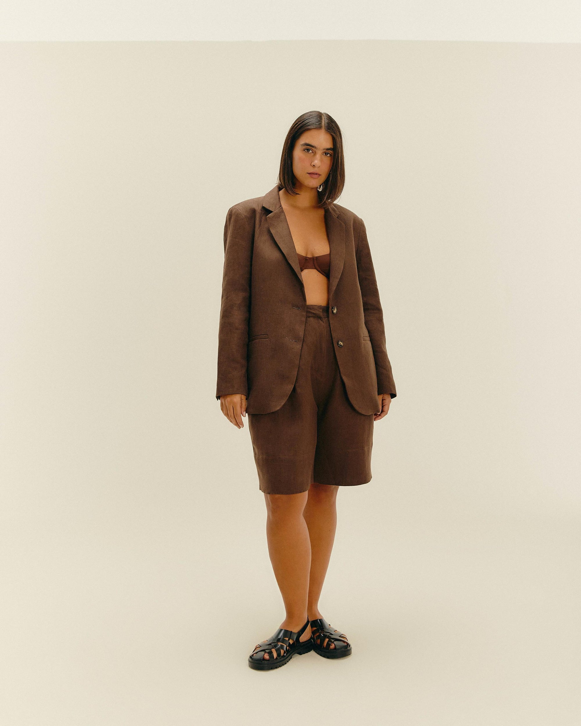 BLAZER CAROL LINHO BRAUNA BROWN