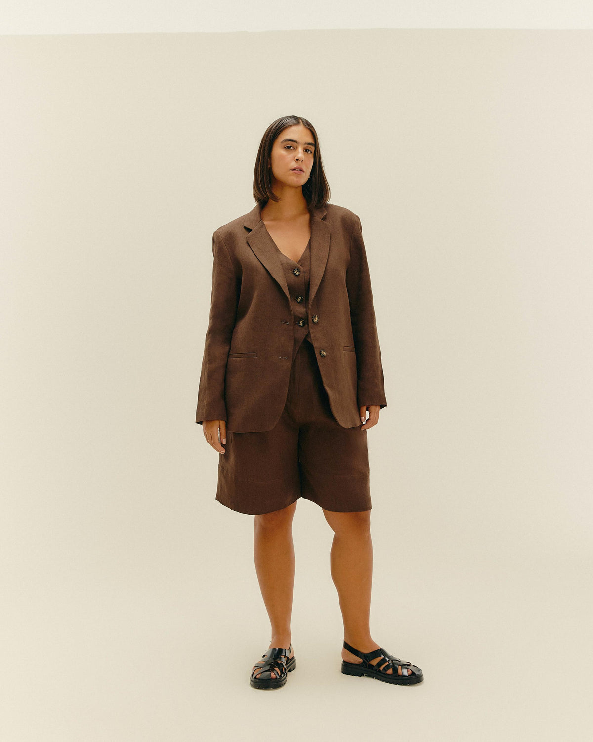 BLAZER CAROL LINHO BRAUNA BROWN