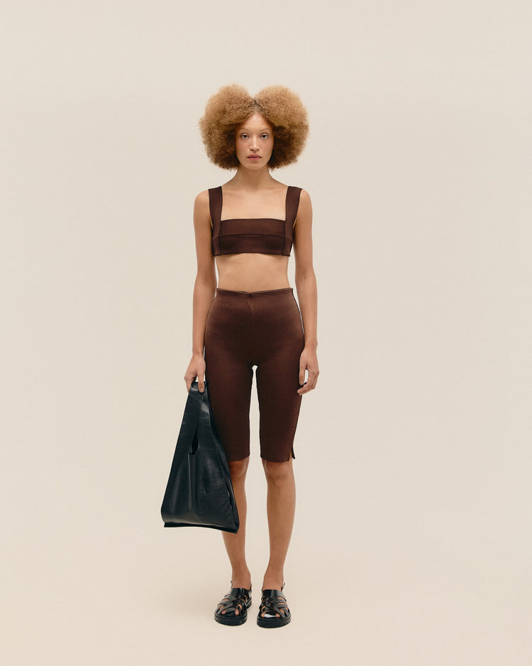 LIVIA KNIT SHORTS. BROWN