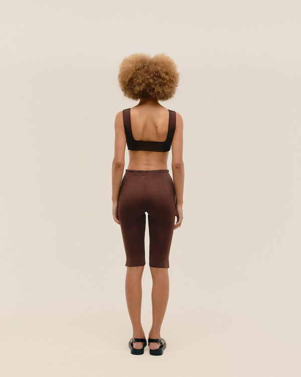 LIVIA KNIT SHORTS. BROWN