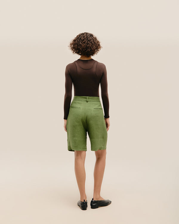 LARA LINEN  SHORTS OLIVE GREEN