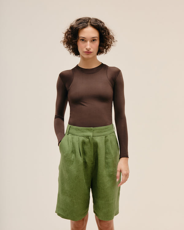 LARA LINEN  SHORTS OLIVE GREEN