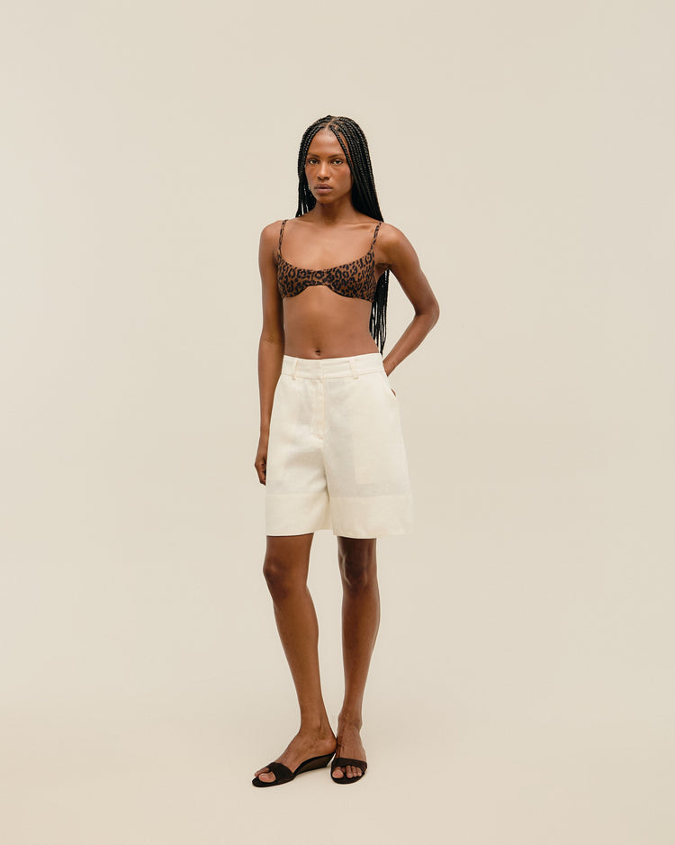 SHORTS IN LINO GIOVANA BIANCO SPORCO