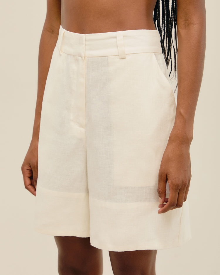 SHORTS IN LINO GIOVANA BIANCO SPORCO