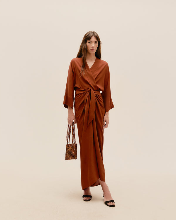 Vestido Knot, marrón medio