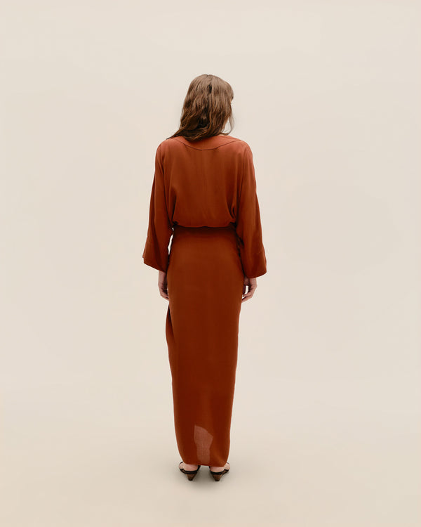 Vestido Knot, marrón medio