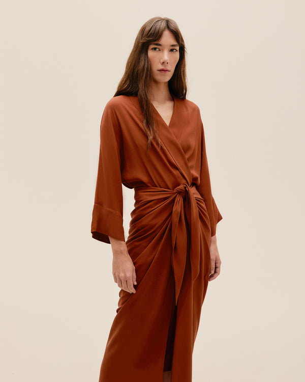 Vestido Knot, marrón medio