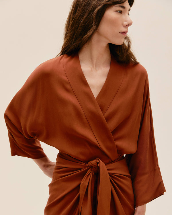 Vestido Knot, marrón medio