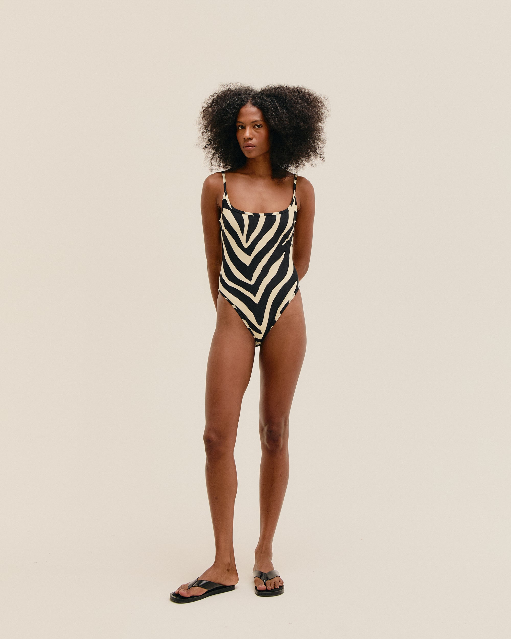 MAILLOT DE BAIN PIPPING THIDU À MOTIF ZÈBRE DIAGONAL