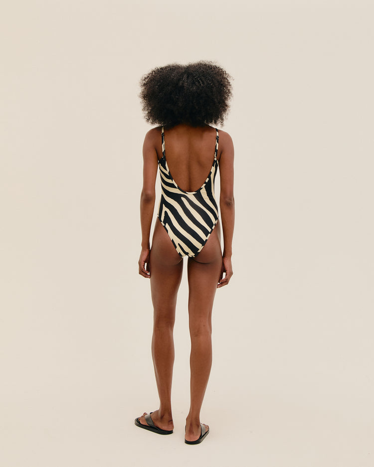 MAILLOT DE BAIN PIPPING THIDU À MOTIF ZÈBRE DIAGONAL