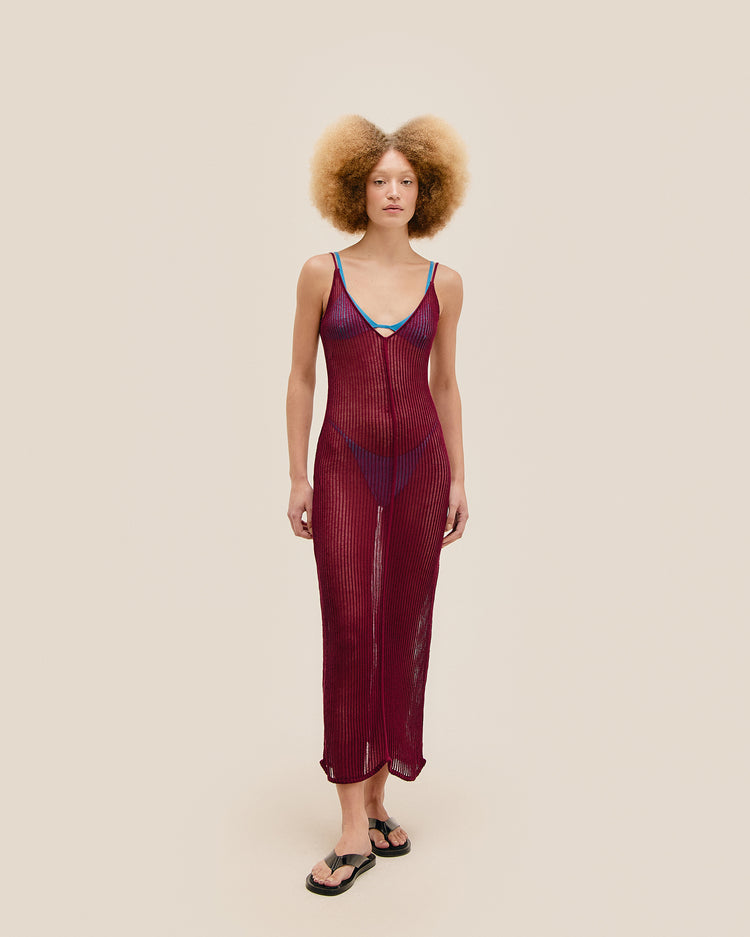 ROBE EN MAILLE LUNA BORDEAUX
