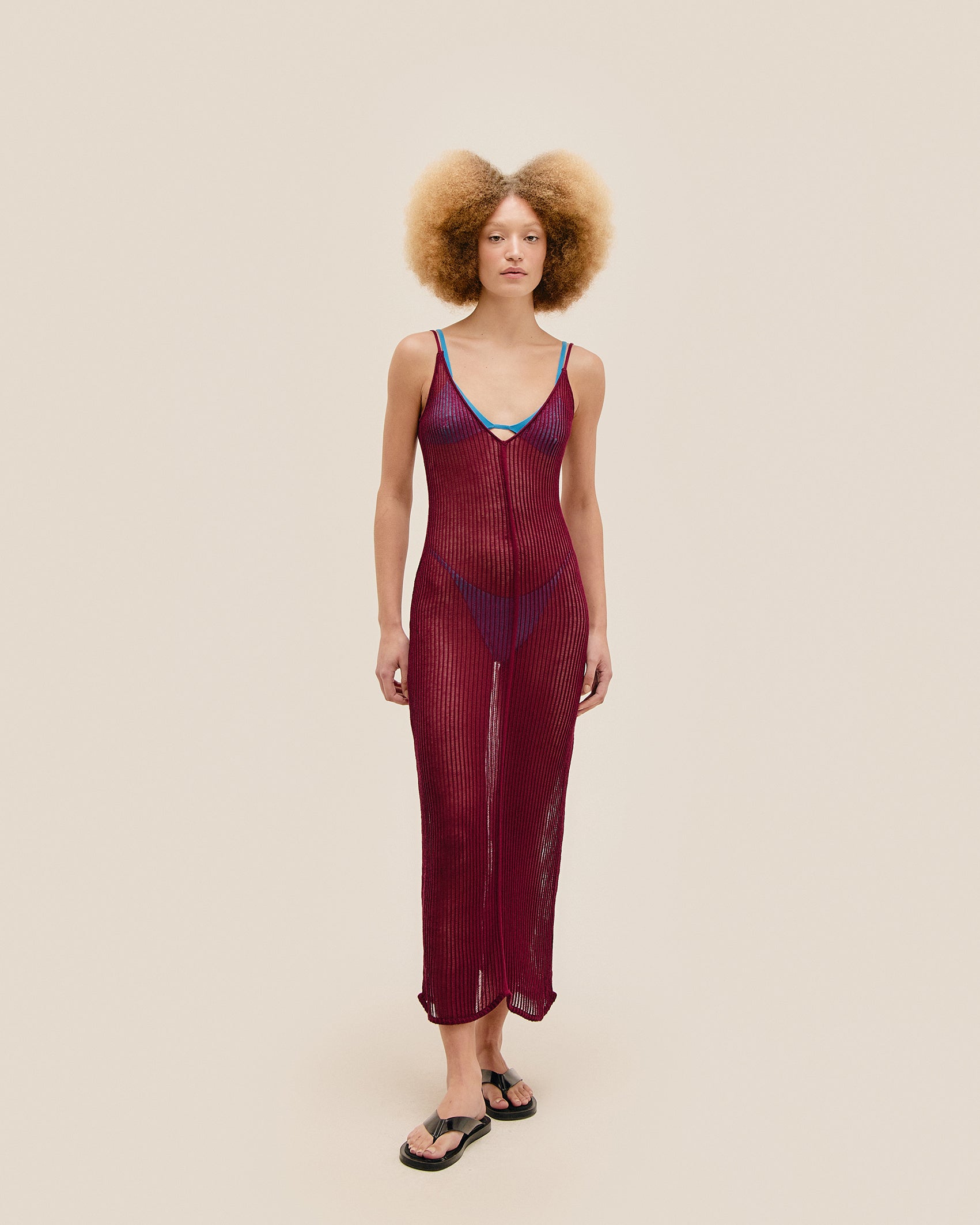 ROBE EN MAILLE LUNA BORDEAUX